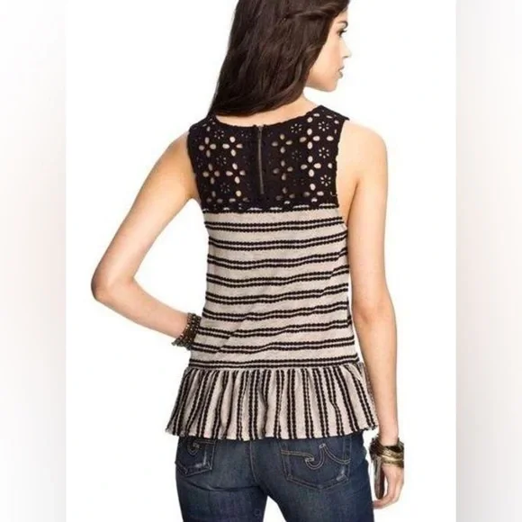 Free People FP Molly Cutout Ruffle Peplum Blouse - Picture 2 of 6